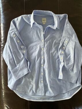 Maeve Light Blue oversized Button-Up Shirt